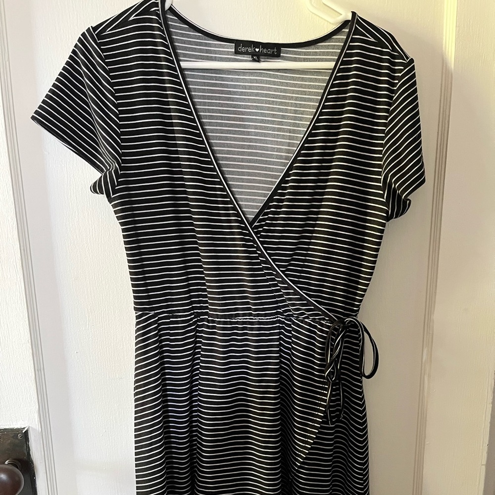 Black and white striped dress